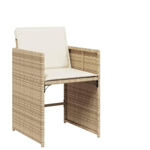 SKM Gartenstühle mit Kissen 4 STK. Beige Poly Rattan,Möbel,Gartenmöbel,Gartensitzmöbel,Gartenstühle,Beige,25.2 kg,364987 von SKM