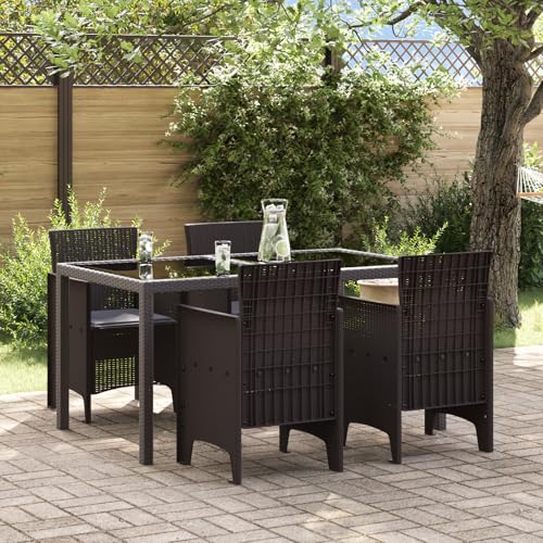 SKM Gartenstühle mit Kissen 4 STK. Braun Poly Rattan,Möbel,Gartenmöbel,Gartensitzmöbel,Gartenstühle,Braun,24.6KG,847476 von SKM