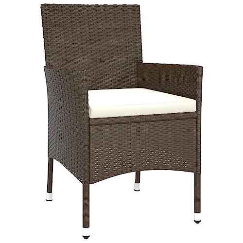 SKM Gartenstühle mit Kissen 4 STK. Braun Poly Rattan,Möbel,Gartenmöbel,Gartensitzmöbel,Gartenstühle,Braun,29.2 kg,362526 von SKM