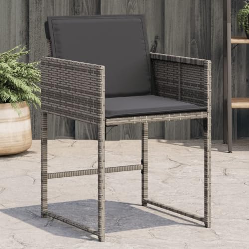 SKM Gartenstühle mit Kissen 4 STK. Grau Poly Rattan,Möbel,Gartenmöbel,Gartensitzmöbel,Gartenstühle,Grau,24.7 kg,365002 von SKM
