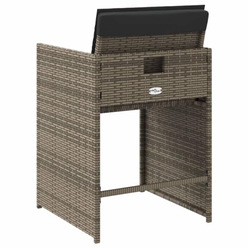 SKM Gartenstühle mit Kissen 4 STK. Grau Poly Rattan,Möbel,Gartenmöbel,Gartensitzmöbel,Gartenstühle,Grau,26.95 kg,364985 von SKM