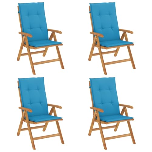 SKM Gartenstühle mit Kissen 4 STK. Massivholz Teak,Möbel,Gartenmöbel,Gartensitzmöbel,Gartenstühle,Braun,50.88KG,3196467 von SKM