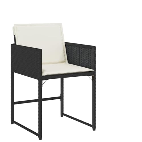 SKM Gartenstühle mit Kissen 4 STK. Schwarz Poly Rattan,Möbel,Gartenmöbel,Gartensitzmöbel,Gartenstühle,Schwarz,24.15 kg,365000 von SKM