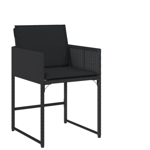 SKM Gartenstühle mit Kissen 4 STK. Schwarz Poly Rattan,Möbel,Gartenmöbel,Gartensitzmöbel,Gartenstühle,Schwarz,24.2 kg,365001 von SKM