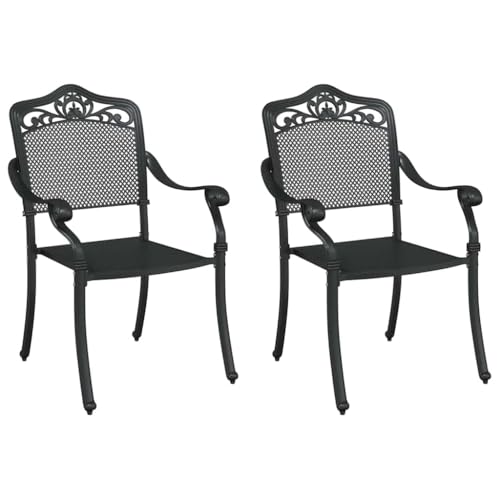 SKM Gartenstuhl 2 pcs Schwarz 55 x 56,5 x 91cm Aluminium,Möbel,Gartenmöbel,Gartensitzmöbel,Gartenstühle,Schwarz,14.47 kg,42002379 von SKM