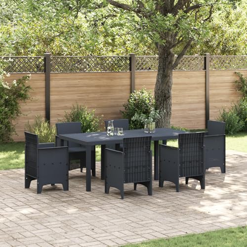 SKM Gartentisch Anthrazit 200x100x73 cm Poly Rattan,Möbel,Gartenmöbel,Gartentische,Anthrazit,20.4KG,871688 von SKM