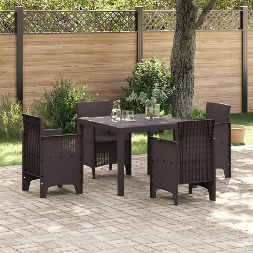 SKM Gartentisch Braun 100x100x73 cm Poly Rattan,Möbel,Gartenmöbel,Gartentische,Braun,10.7KG,871681 von SKM