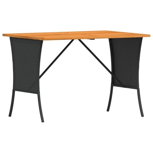 SKM Gartentisch mit Akazienholzplatte 105x75x72 cm Poly Rattan,Möbel,Gartenmöbel,Gartentische,Schwarz,11.4KG,4104138 von SKM