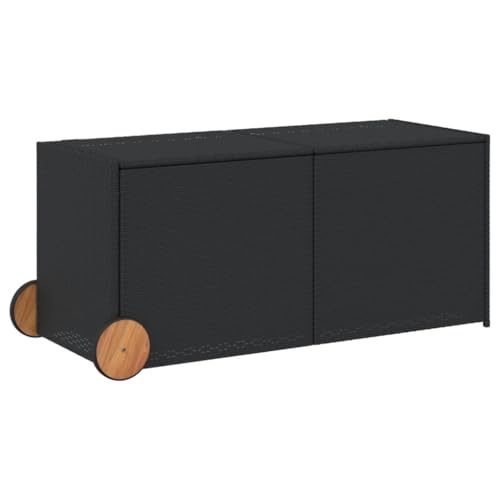 SKM Gartentruhe mit Rollen Schwarz 283L Poly Rattan,Möbel,Gartenmöbel,Gartenboxen,Schwarz,12 kg,365316 von SKM