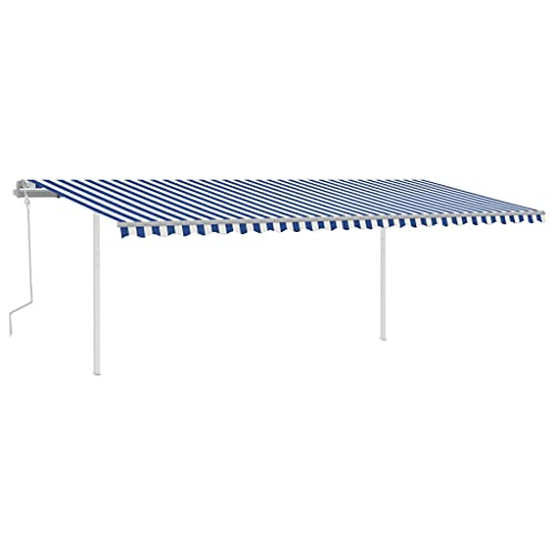 SKM Gelenkarmmarkise Einzieh mit Pfosten 6x3 m Blau und Weiß,Heim & Garten,Rasen & Garten,Garten & Balkon,Markisen,Blau,87.86 kg,3069996 von SKM