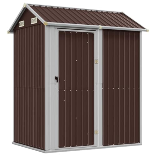 SKM Gerätehaus Braun 192x152,5x237 cm Verzinkter Stahl,Heim & Garten,Rasen & Garten,Garten & Balkon,Gartenbauten,Gartenschuppen & Geräteschuppen,Braun,51.58 kg,364532 von SKM