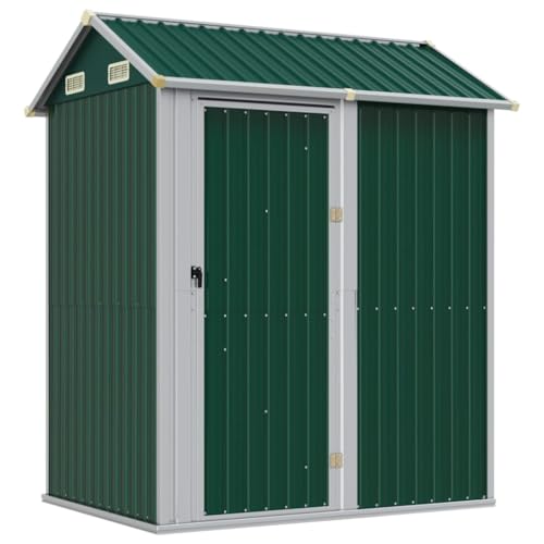 SKM Gerätehaus Grün 192x152,5x237 cm Verzinkter Stahl,Heim & Garten,Rasen & Garten,Garten & Balkon,Gartenbauten,Gartenschuppen & Geräteschuppen,Grün,51.58 kg,364529 von SKM