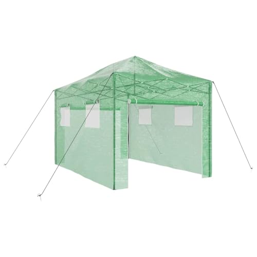 SKM Gewächshaus mit Dach Grün 280 x 410 x 315 cm Stahl,Heim & Garten,Rasen & Garten,Gartenpflege,Gewächshäuser,Grün,22.45 kg,42006642 von SKM