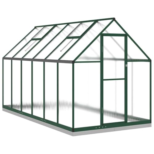 SKM Gewächshaus mit Fundamentrahmen Grün 334x169x202 cm Aluminimum,Heim & Garten,Rasen & Garten,Gartenpflege,Gewächshäuser,Grün,53.1 kg,3266330 von SKM