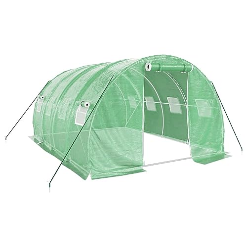 SKM Gewächshaus mit Stahlrahmen Grün 12 m² 4x3x2 m,Heim & Garten,Rasen & Garten,Gartenpflege,Gewächshäuser,Grün,26.9 kg,3188039 von SKM