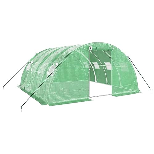 SKM Gewächshaus mit Stahlrahmen Grün 16 m² 4x4x2 m,Heim & Garten,Rasen & Garten,Gartenpflege,Gewächshäuser,Grün,29.2 kg,3188061 von SKM