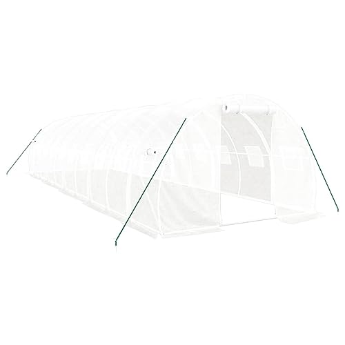 SKM Gewächshaus mit Stahlrahmen Weiß 30 m² 10x3x2 m,Heim & Garten,Rasen & Garten,Gartenpflege,Gewächshäuser,Weiß,58.65 kg,3188053 von SKM