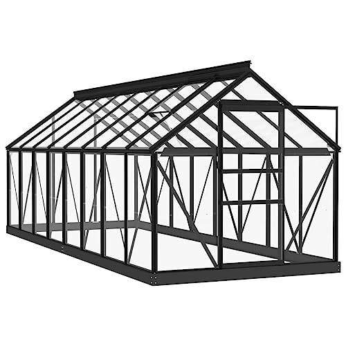 SKM Glas Gewächshaus Anthrazit 155x395,5x191 cm Aluminium,Heim & Garten,Rasen & Garten,Gartenpflege,Gewächshäuser,Anthrazit,168.8 kg,3082336 von SKM