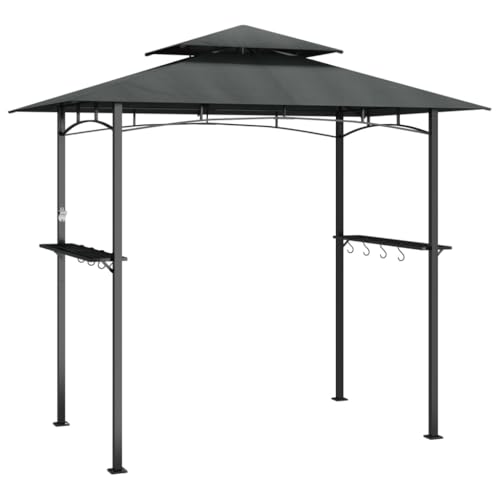 SKM Grillpavillon mit Seitenregalen Anthrazit 240x150x243 cm Stahl,Heim & Garten,Rasen & Garten,Garten & Balkon,Gartenbauten,Pavillons & Partyzelte,Anthrazit,21.7 kg,360140 von SKM