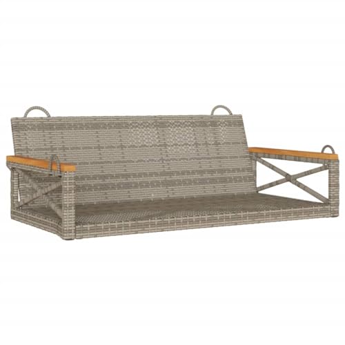 SKM Hängebank Grau 109x62x40 cm Poly Rattan,Möbel,Gartenmöbel,Gartensitzmöbel,Gartenbänke,Grau,8.8KG,368153 von SKM