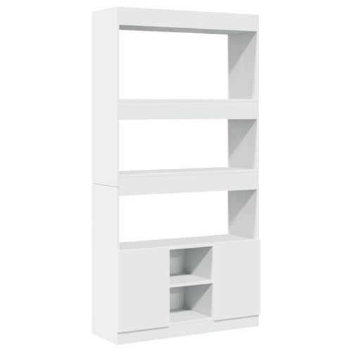 SKM Highboard Weiß 92x33x180 cm Holzwerkstoff,Möbel,Regalsysteme,Bücherregale & Bücherschränke,Weiß,45.2 kg,3309618 von SKM