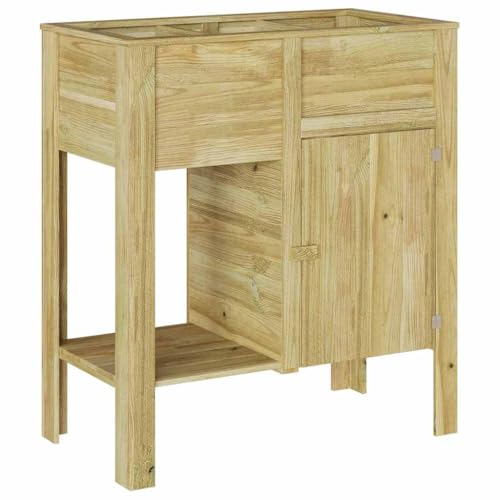 SKM Hochbeet mit Regal Braun 85 x 46 x 96 cm Massivholz Kiefer,Heim & Garten,Rasen & Garten,Gartenpflege,Blumentöpfe & Pflanzgefäße,Braun,32.4 kg,3385878 von SKM