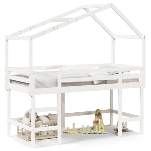 SKM Hochbett mit Leiter und Dach Weiß 80x200 cm Massivholz Kiefer,Möbel,Betten & Zubehör,Betten & Bettgestelle,Weiß,34.5 kg,3282073 von SKM