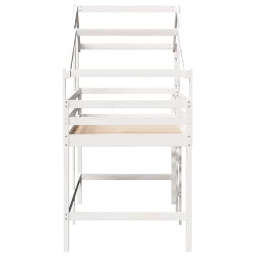 SKM Hochbett mit Leiter und Dach Weiß 90x190 cm Massivholz Kiefer,Möbel,Betten & Zubehör,Betten & Bettgestelle,Weiß,37.1 kg,3281991 von SKM