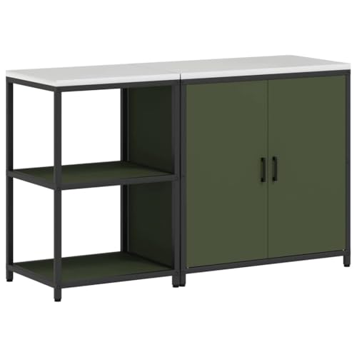 SKM Küchenlager-Set mit Regal 2 pcs Olive Grün 150 x 50 x 92 cm,Möbel,Schränke,Küchenschränke,Olivgrün,47.31 kg,3392683 von SKM