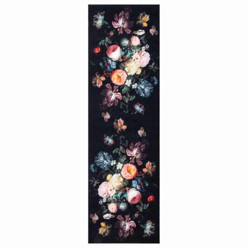 SKM Küchenmatte Floral Blumen 45 x 150 cm Samt,Heim & Garten,Dekoration,Fußmatten,Schwarz,1.6 kg,42013426 von SKM