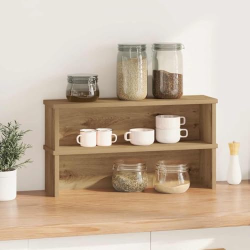 SKM Küchenregale Stapel 2 STK. Artisan-Eiche 50x15x16 cm,Heim & Garten,Küche & Esszimmer,Küchenhelfer & -utensilien,Küchenorganizer,Küchenutensilienhalter & -ablagen,Braun,4.55 kg,860498 von SKM