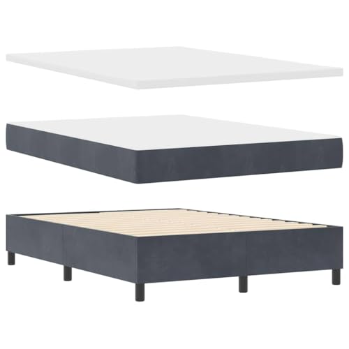 SKM LED Boxspringbett mit Matratze Dunkelgrau 140 x 200 cm Samt,Möbel,Betten & Zubehör,Betten & Bettgestelle,Grau,73.65 kg,3343923 von SKM