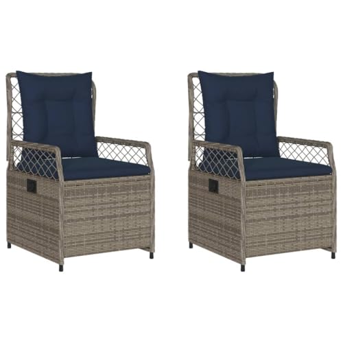 SKM Liegende Gartenstühle 2 STK. Grau Poly Rattan,Möbel,Gartenmöbel,Gartensitzmöbel,Gartenstühle,Grau,20.8 kg,368668 von SKM