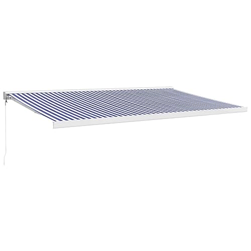 SKM Markise Einzieh Blau und Weiß 5x3 m Stoff und Aluminium,Heim & Garten,Rasen & Garten,Garten & Balkon,Markisen,Mehrfarbig,60.82 kg,3154525 von SKM