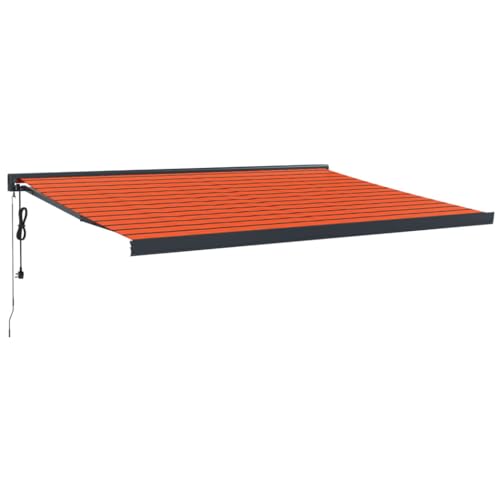 SKM Markise Einzieh Orange und Braun 4x3 m Stoff & Aluminium,Heim & Garten,Rasen & Garten,Garten & Balkon,Markisen,Mehrfarbig,55 kg,3154618 von SKM
