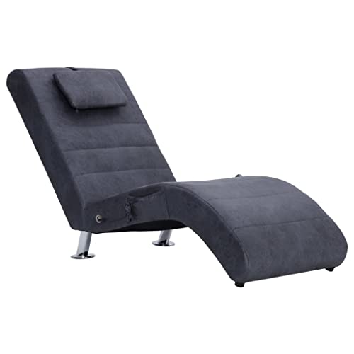 SKM Massage Chaiselongue mit Kissen Grau Wildleder-Optik,Möbel,Stühle,Chaiselongues,Grau,11.7 kg,281290 von SKM