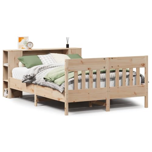 SKM Massivholzbett mit Regal ohne Matratze 135x190 cm Kiefer,Möbel,Betten & Zubehör,Betten & Bettgestelle,Braun,46.16 kg,3323191 von SKM