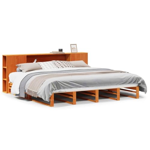 SKM Massivholzbett ohne Matratze Wachsbraun 180x200 cm Massivholz,Möbel,Betten & Zubehör,Betten & Bettgestelle,Braun,54.1KG,3323886 von SKM