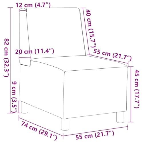 SKM Modulares Armfreies Sofa 2 pcs Braun 55 x 74 x 82 cm Kunstleder,Möbel,Sofas,Braun,31 kg,3399769 von SKM