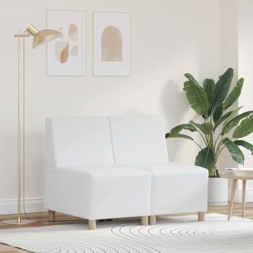SKM Modulares Armfreies Sofa 2 pcs Weiß 55 x 74 x 82 cm Kunstleder,Möbel,Sofas,Weiß,31 kg,3399775 von SKM