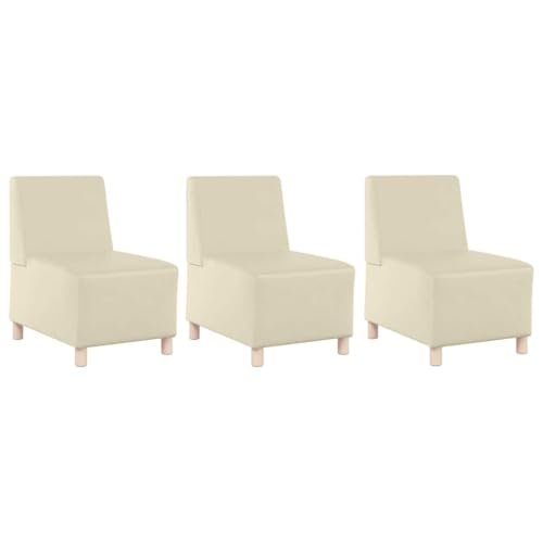 SKM Modulares Armfreies Sofa 3 pcs Creme 55 x 74 x 82 cm Kunstleder,Möbel,Sofas,Creme,46.5 kg,3399812 von SKM