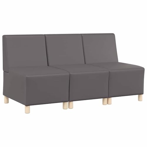 SKM Modulares Armfreies Sofa 3 pcs Grau 55 x 74 x 82 cm Kunstleder,Möbel,Sofas,Grau,46.5 kg,3399814 von SKM