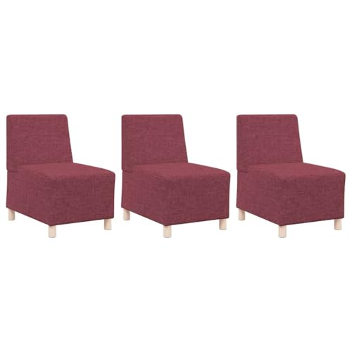 SKM Modulares Armfreies Sofa 3 pcs Weinrot 55 x 74 x 82 cm Stoff,Möbel,Sofas,Rot,46.5 kg,3399795 von SKM