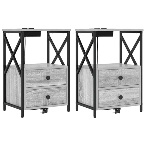 SKM Nachttisch mit Ladestation 2 pcs Grau Sonoma Holzwerkstoff,Möbel,Tische,Nachttische,Grau,24.57 kg,859567 SKM Nachttisch mit Ladestation 2 pcs Grau Sonoma Holzwerkstoff,Möbel,Tische,Nachttische,Grau,24.57 kg,859567 von SKM