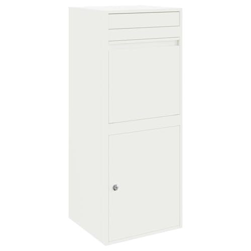 SKM Paketdrop-Box Weiß 41 x 38 x 103 cm Stahl,Heim & Garten,Dekoration,Briefkästen,Weiß,16.4 kg,874934 von SKM