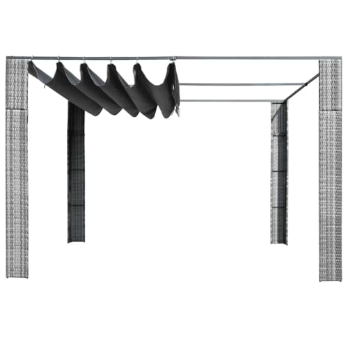 SKM Pavillon mit Dach Poly Rattan 300x300x220 cm Grau und Anthrazit,Heim & Garten,Rasen & Garten,Garten & Balkon,Gartenbauten,Pavillons & Partyzelte,Anthrazit,25 kg,44818 von SKM