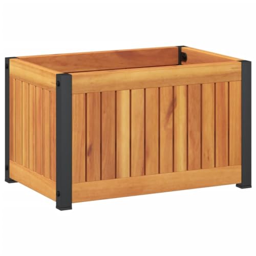 SKM Pflanzkübel 45x30x27,5 cm Massivholz Akazie und Stahl,Heim & Garten,Rasen & Garten,Gartenpflege,Blumentöpfe & Pflanzgefäße,Braun,4.8 kg,367613 von SKM