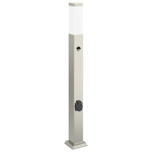 SKM Pollerleuchte mit Sensor&Steckdose 80 cm Edelstahl IP44,Heim & Garten,Beleuchtung,Lampen,Silber,1.6 kg,4006067 von SKM