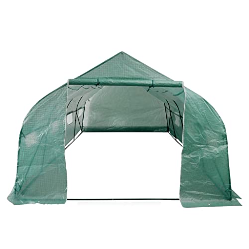 SKM Polytunnel Gewächshaus Begeh & Mobil Stahlrahmen 18 m²,Heim & Garten,Rasen & Garten,Gartenpflege,Gewächshäuser,Grün,22.54 kg,42911 von SKM