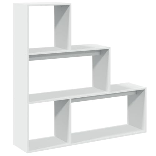 SKM Raumteiler-Bücherregal 3 Stufen Weiß 123x29x123cm Holzwerkstoff,Möbel,Regalsysteme,Bücherregale & Bücherschränke,Weiß,22.7 kg,857985 von SKM